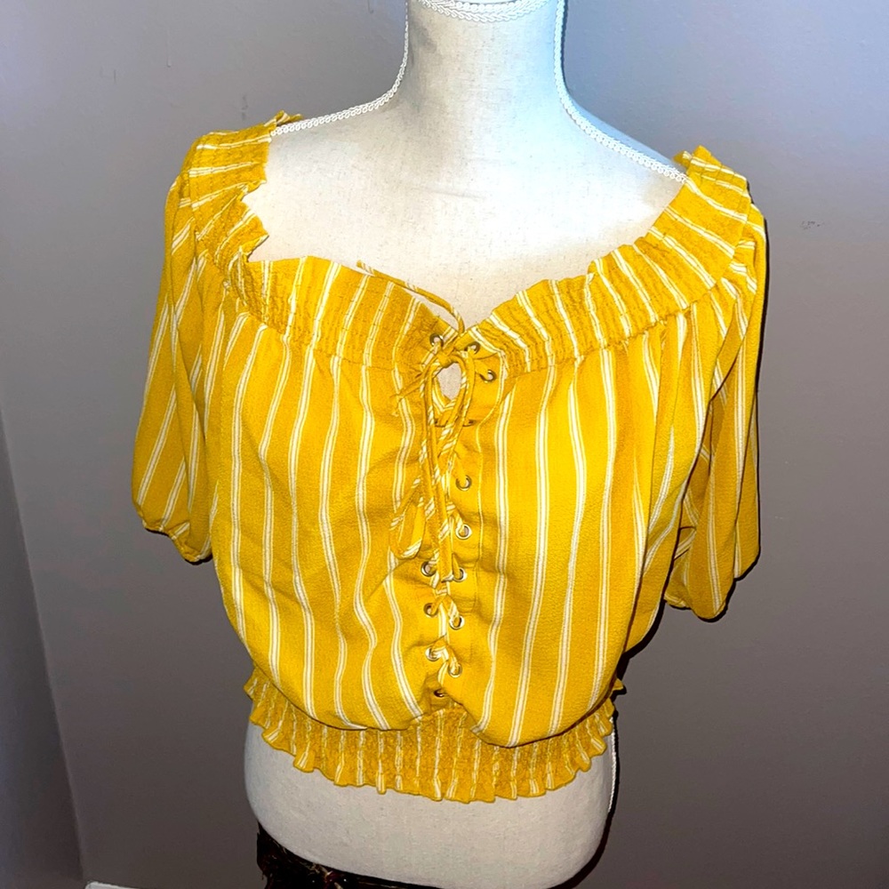 Yellow and White Blouse